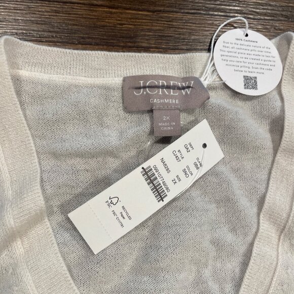 NWT J.Crew Women's Sz 2X Oversized Featherweight Cashmere V-Neck Sweater CJ437 - Picture 2 of 11